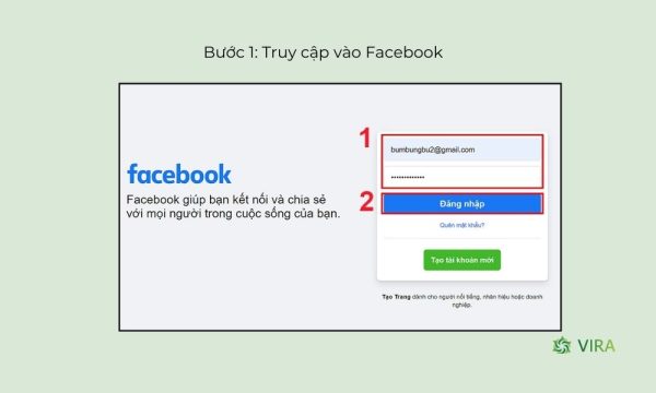 Bước 1: Truy cập vào Facebook