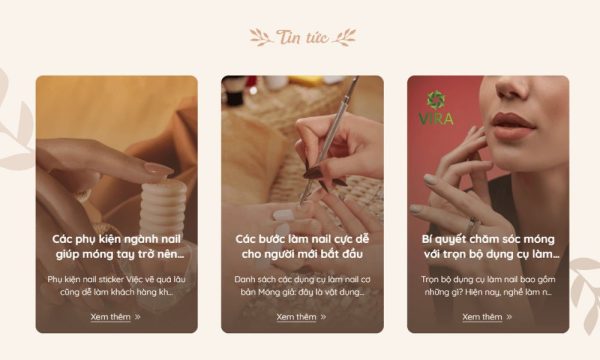 Trang tin tức, blog trên website nails